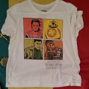 Star Wars White Tee with Colorful Character Panels